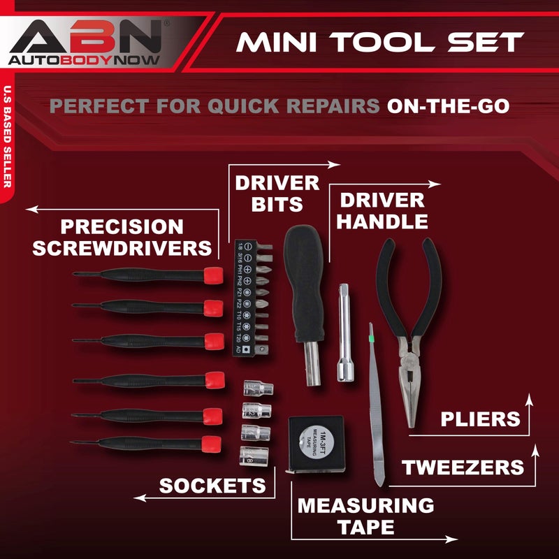 ABN 25-Piece Tri-Fold Mini Tool Set for Dorm, Travel, Office, Home Tool Kit with Case - Basic Tool Set for Home Repairs - Image 2
